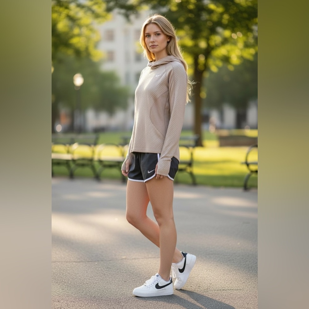 Nike Pro Hyperwarm women sweatshirt hoodie slim - Beige - size S